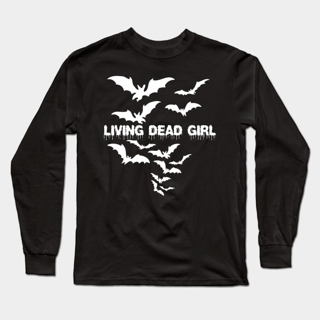 Living Dead Girl Gothic Vampire Twilight Grunge Punk Post Bats Wings Long Sleeve T-Shirt by Prolifictees